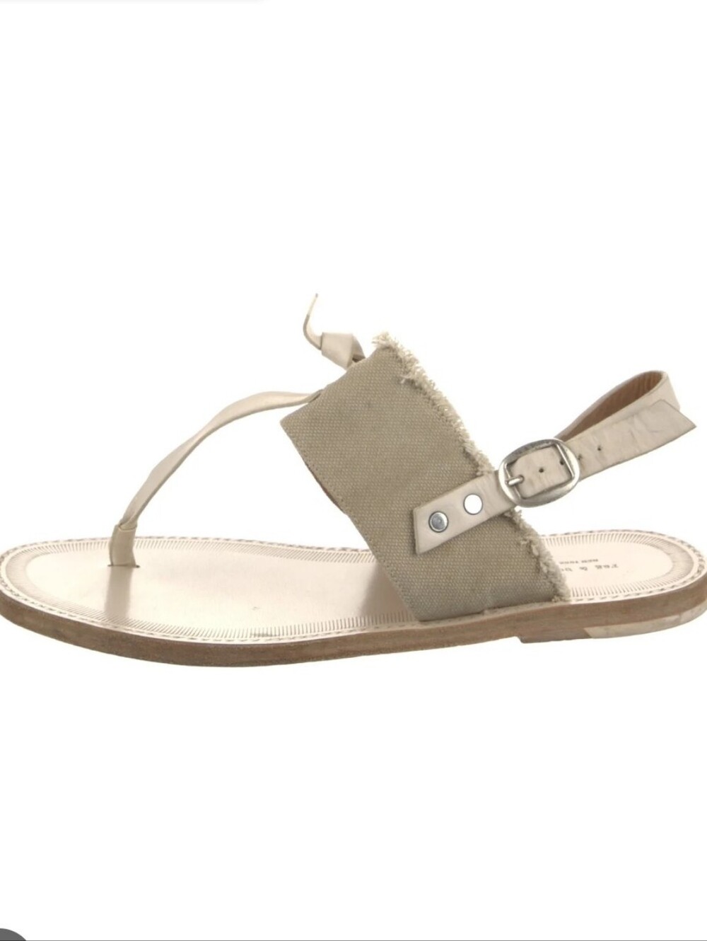 Rag & Bone Beige Canvas & Leather Thong Sling Back Sandal Size 39 Beige Tan
